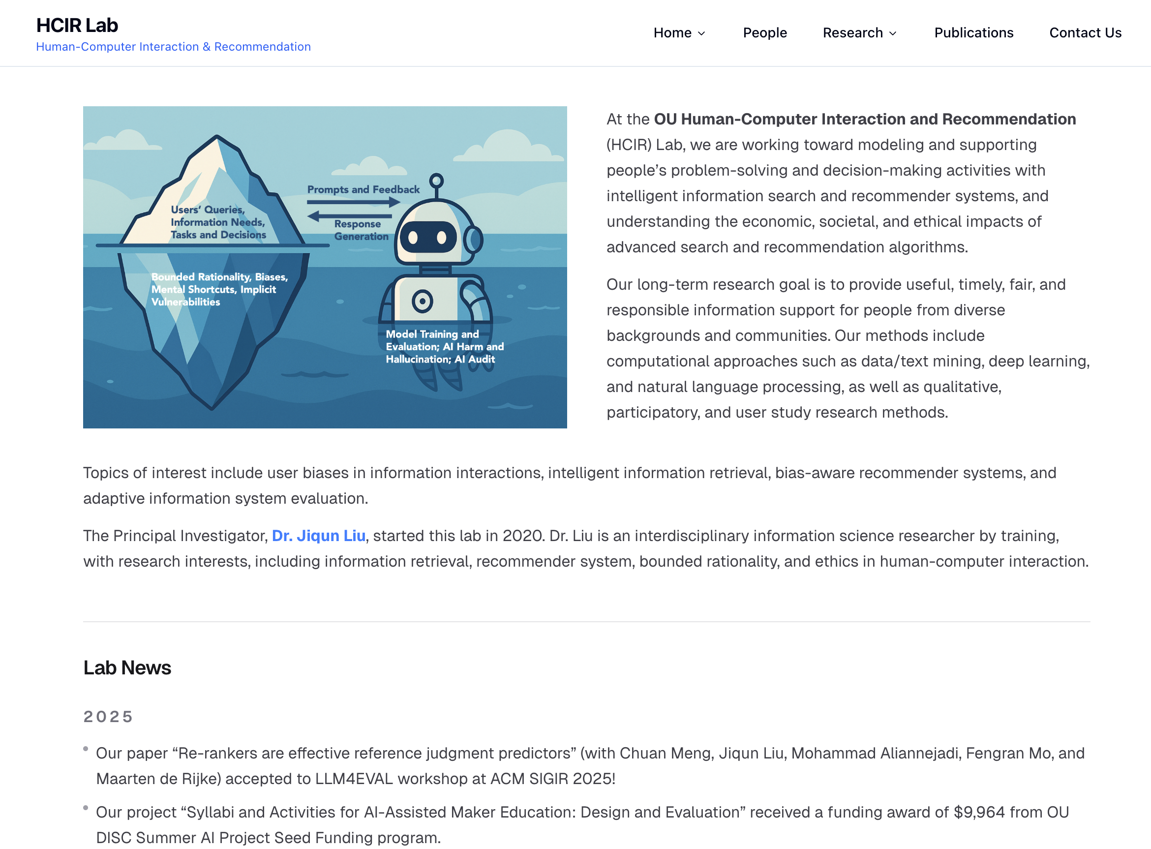 HCIR Lab Landing Page